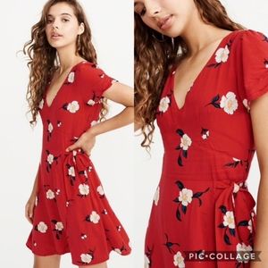 Abercrombie Red Wrap Floral Dress